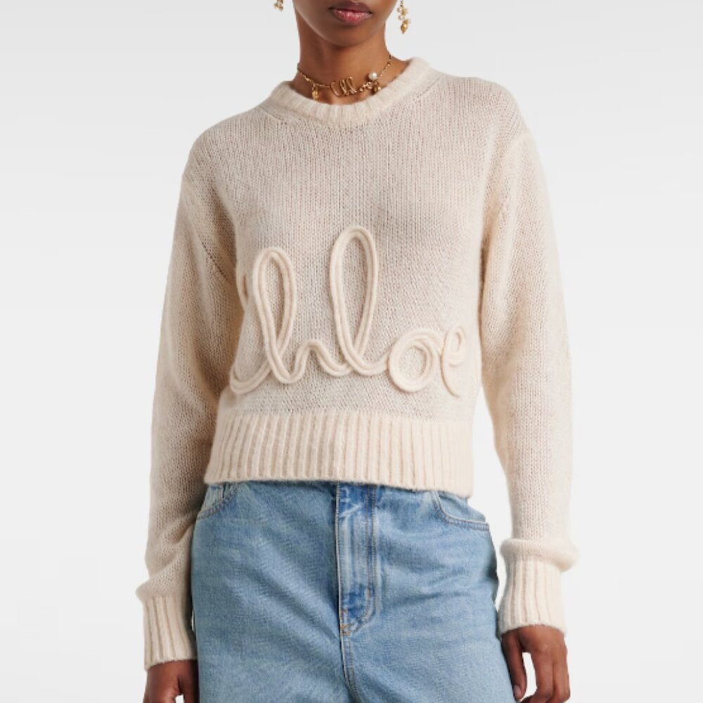 Chloe Logo alpaca and silk sweater